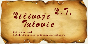 Milivoje Tulović vizit kartica